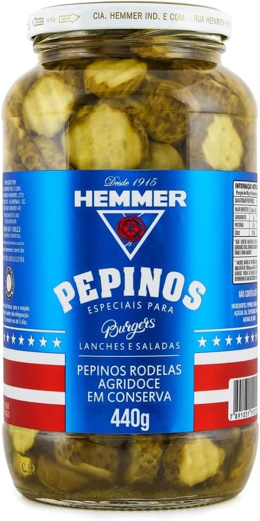 Pepinos Hemmer Agridoce: vidro 440 g, entrega grátis e nota 4,8/5