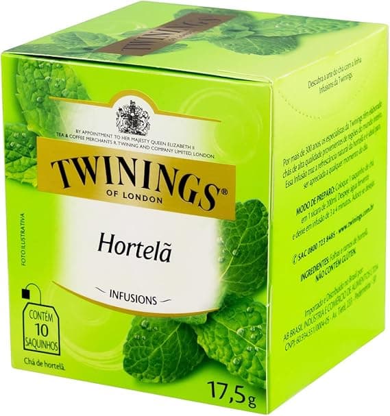 Twinings Hortelã: 10 sachês por R$25,50 na Amazon — sem cafeína