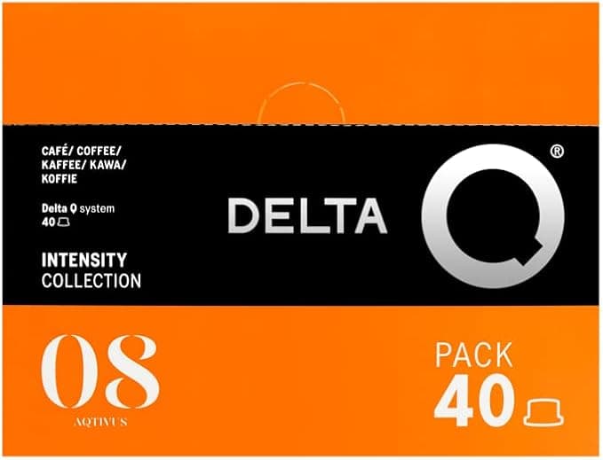 Pack 40 Caps aQtivus 8 Delta Q – R$79,90: espresso intenso, noz torr.