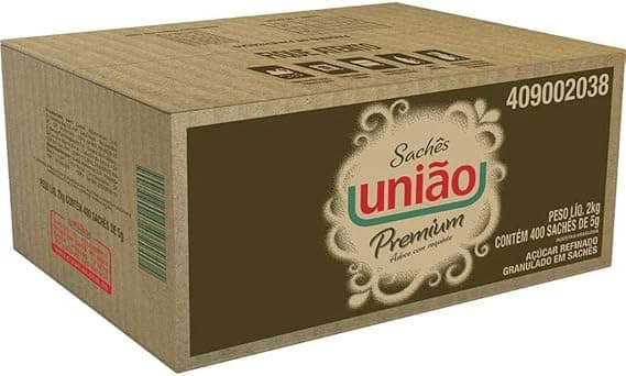 Açúcar União em 400 sachês 5 g por R$29,97 com entrega grátis na Amazon