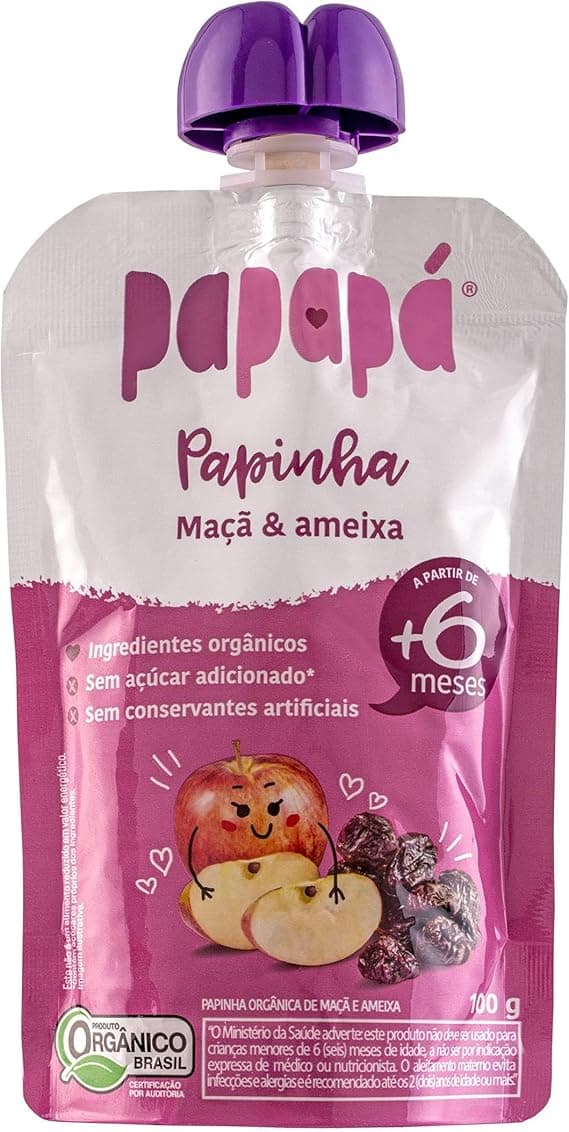 Papapá Orgânica Maçã e Ameixa 100g por R$8,90 na Amazon: prática