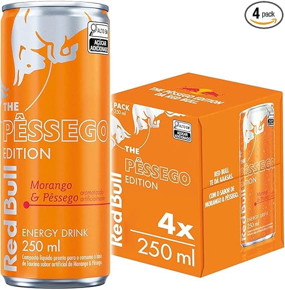Pack 4 latas Red Bull Morango &amp; Pêssego 250 ml por R$33,16 (-20%)