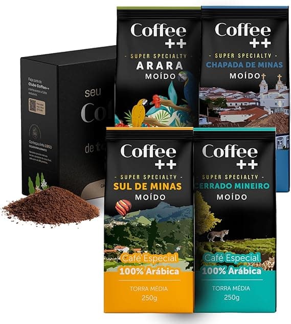 Kit com 4 cafés de origem única, moídos, por R$109,14 (-39%)
