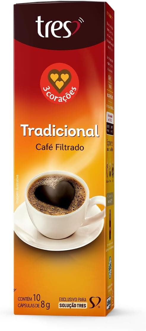 3 Corações Cápsulas TRES Café, 10un, R$24,69—Amazon, entrega prática