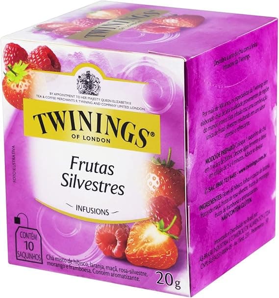 Twinings Chá de Frutas Silvestres: 10 sachês a R$18,90 sem cafeína