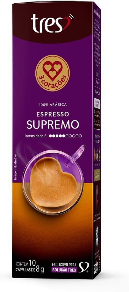3 Corações Espresso Supremo TRES: 10 cápsulas por R$19,90 (19% off)