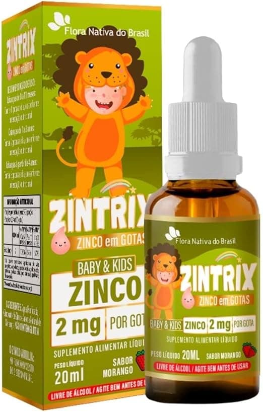 ZINTRIX Zinco infantil 20ml Morango–R$26,40 frete grátis 2+ desconto
