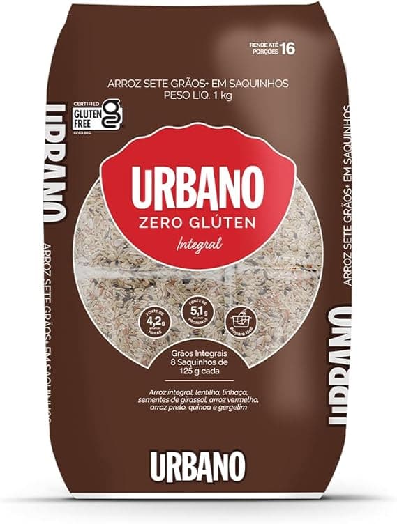 Arroz Urbano 7 Grãos + Integral em saquinhos: 1 kg por apenas R$11,99