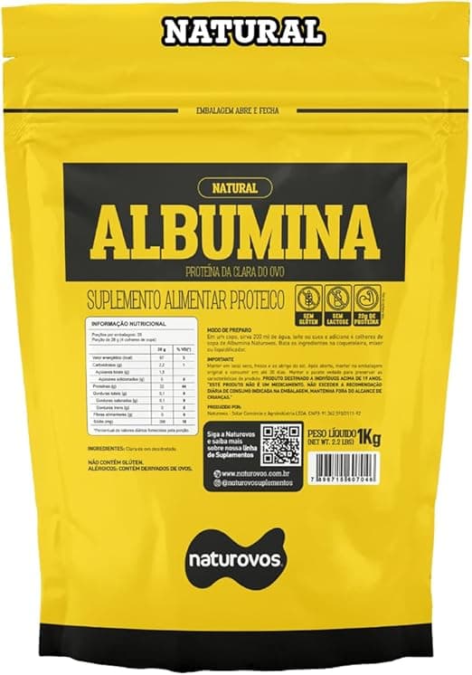 Naturovos Albumina 1kg: proteína de alto valor por R$53,90
