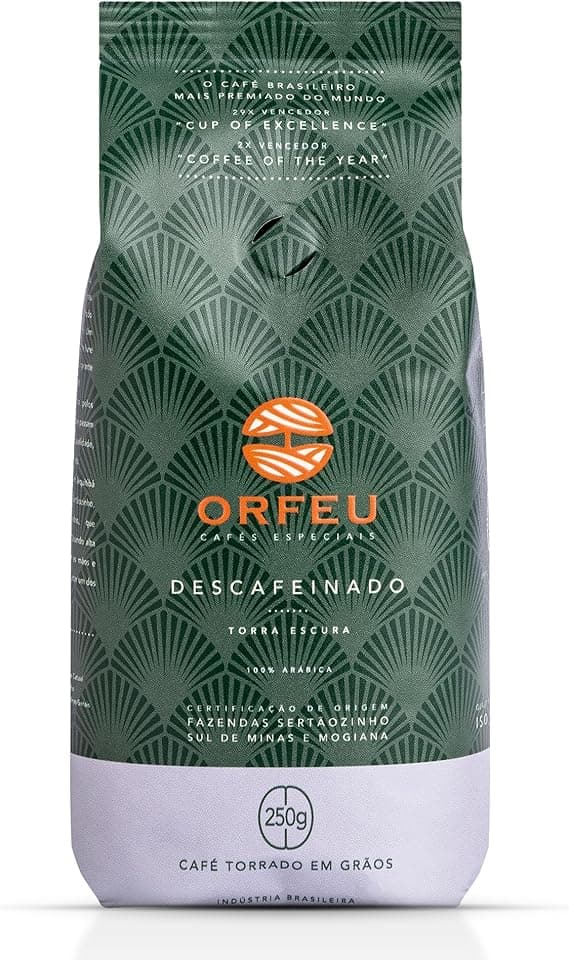 Orfeu Descafeinado em grãos 250 g sai por R$65,49 na Amazon
