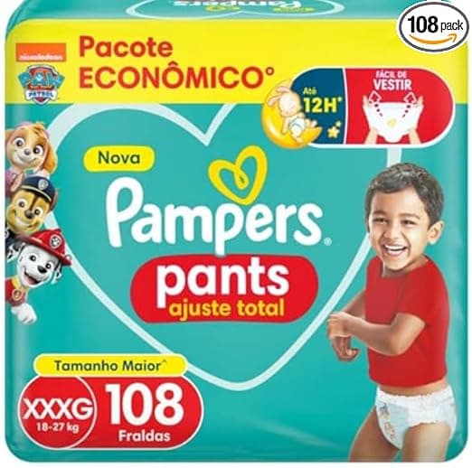 Pampers Pants Ajuste XXXG: 108 unid. por R$149,89 com frete grátis