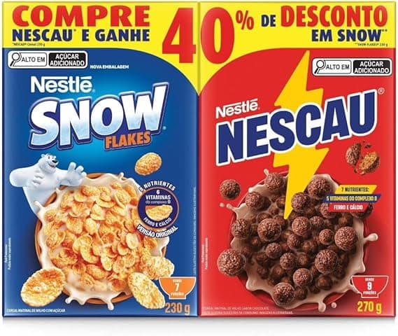 Kit Cereal Chocolate Nescau 210g + Snow Flakes 230g por R$14,37