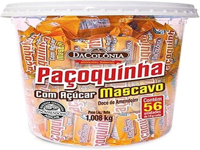Paçoca Rolha Da Colônia com açúcar mascavo – 56 unid. por R$21,99