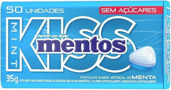 Mentos Kiss de Menta Sem Açúcar—50 pastilhas, R$ 11,18 (26% desconto)