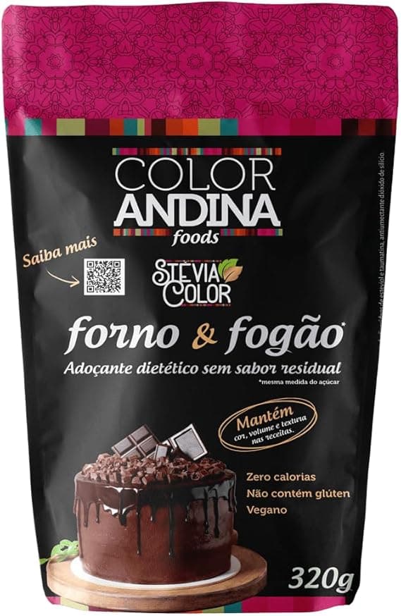 Stevia Color Forno/Fogão 320G: R$57,90; entrega grátis; 1:1 com açúcar
