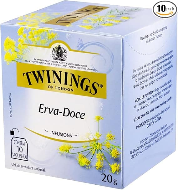 Twinings Chá de Erva-Doce 10 sachês por R$14,90 — suave, sem cafeína