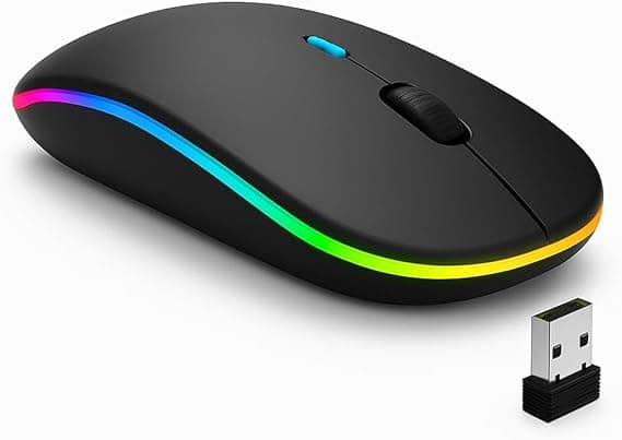 Mouse sem fio recarregável com BT/USB 2.4G, 10 m, RGB suave – R$19,00