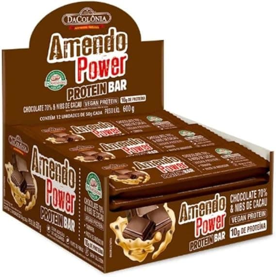 Barra Proteína Amendo Power 70% com Nibs de Cacau (12x50g) — R$84,24
