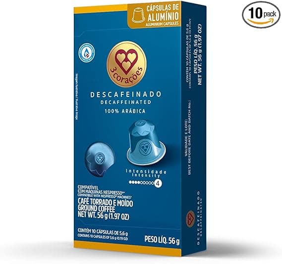 3 Corações Cápsulas Descafeinadas Nespresso por R$16,98 14% desconto