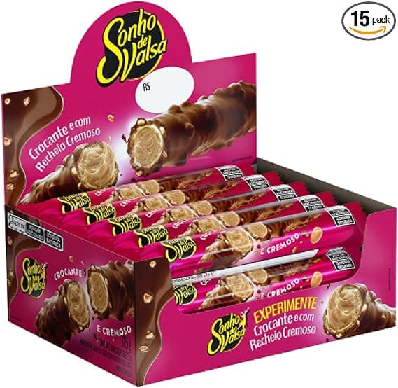Stick Wafer Recheado Sonho de Valsa Chocolate – 15x25g por R$34,80