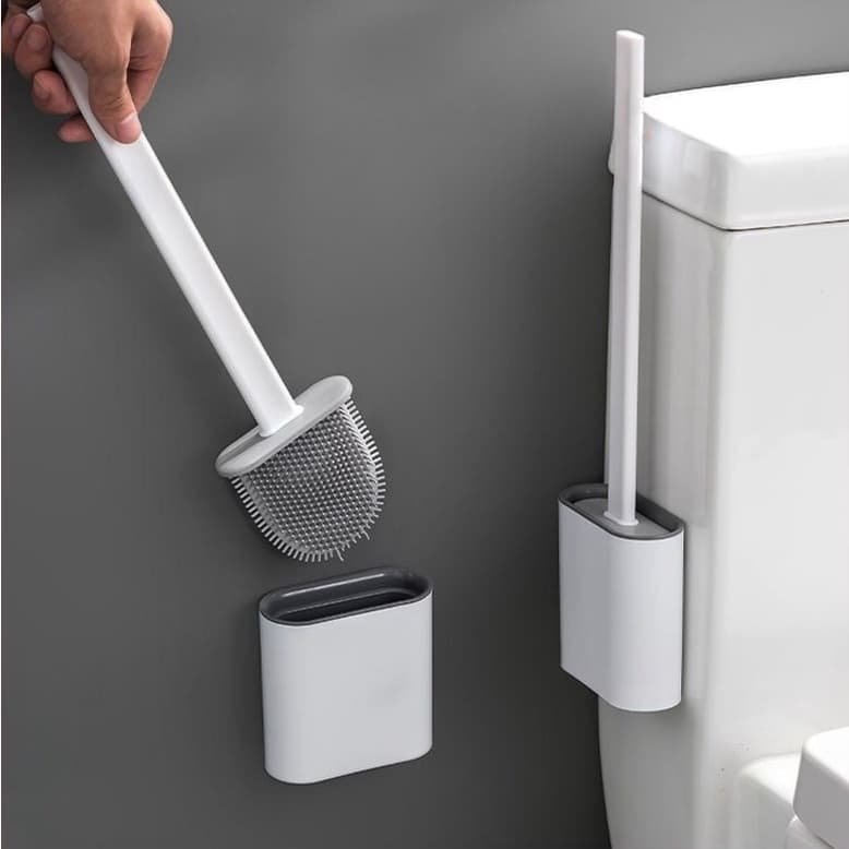Escova sanitária de silicone que facilita a limpeza e mantém o banheiro higienizado
