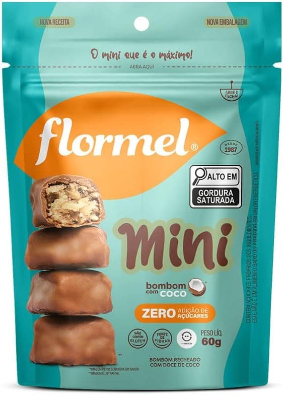 Bombom de Coco FLORMEL Zero Açúcar 60 g por apenas R$12,90 na Amazon