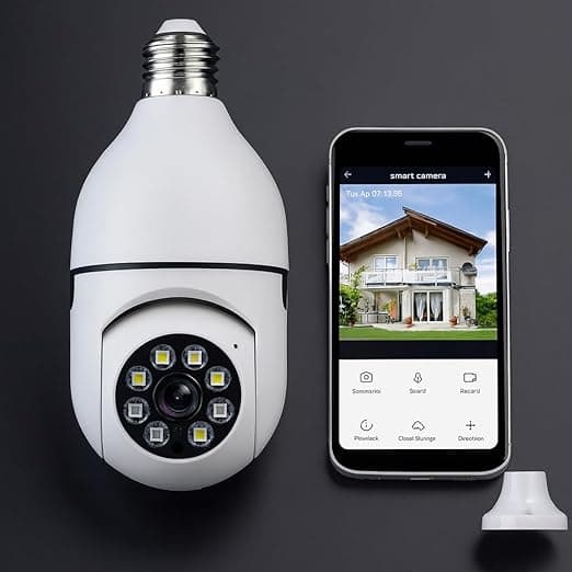 Câmera-lâmpada WiFi 1080p: visão 360° por R$59,90 na Amazon