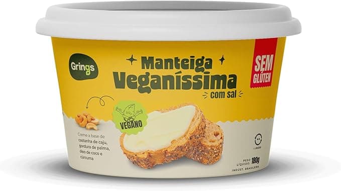 Grings Manteiga Vegana 180g: cremosa sem leite por R$14,49 na Amazon