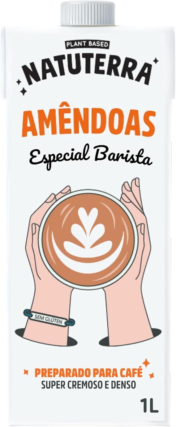 Bebida Barista de Amêndoas Natuterra 1L: espuma para café, R$16,99