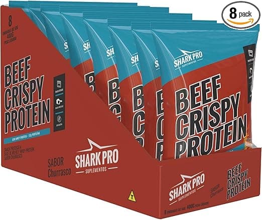 Salgadinho proteico churrasco Shark Pro: kit 8x50g por R$62,10 11% off