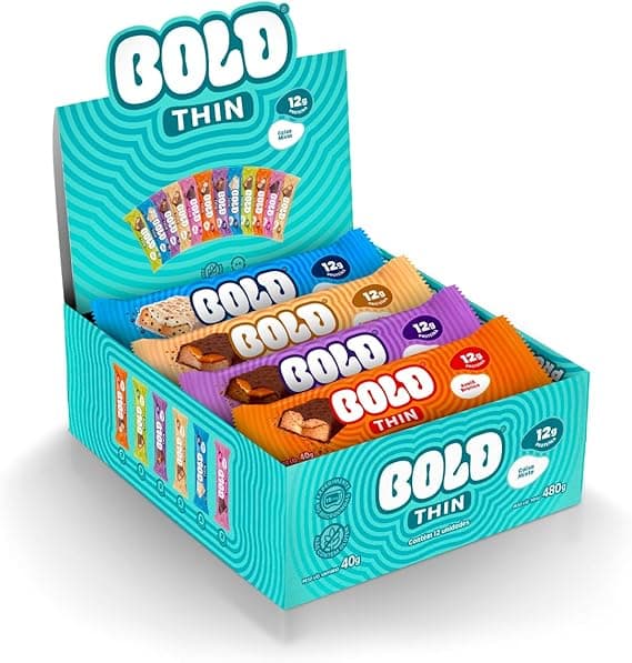 BOLD Snacks Thin Mista: 12 g proteína, 12 barras por R$98,61