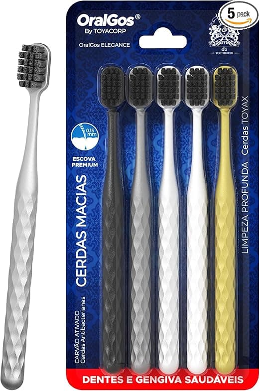 5 Escovas OralGos com Carvão: R$16,93 (14% OFF) na Volta às Aulas