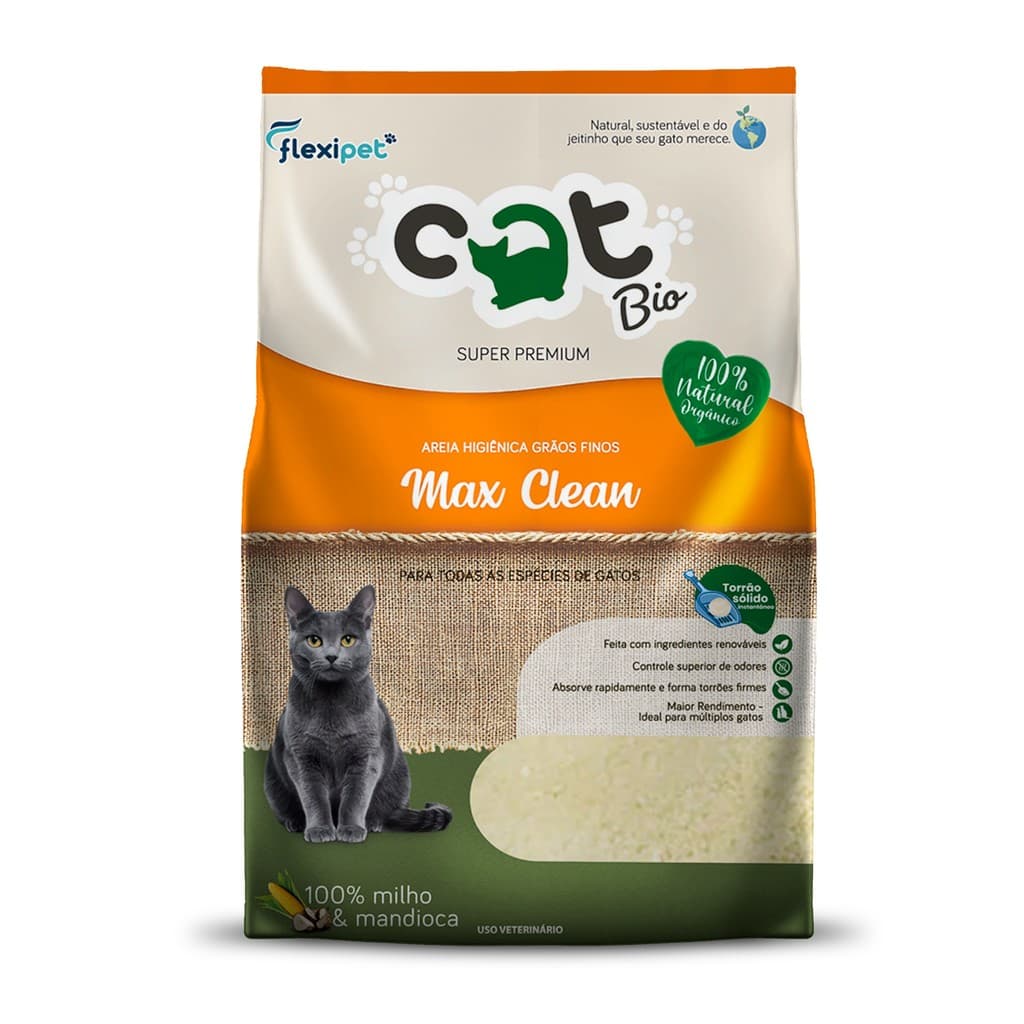 areia biodegradável para gatos que garante higienização prática e conforto diário