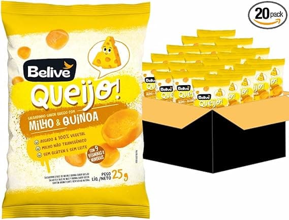 Belive Salgadinho Kids: 20 pacotes sem glúten e sem leite por R$55,80
