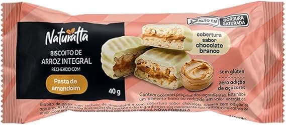 Naturatta: Biscoito Arroz com Amendoim Coberto Branco Zero Açúcar