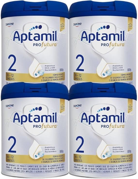 Aptamil Profutura 2 800 g: 4 latas por R$364,50, certificado Amazon