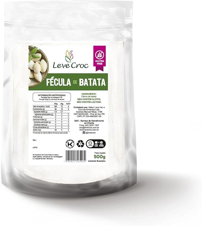 Fécula sem glúten de batata Leve Croc 500g: oferta Amazon por R$10,97