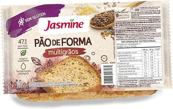 Jasmine Pão de Forma Multigrãos Sem Glúten 350g: preço estável R$21,87