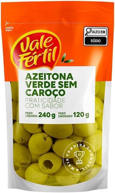 Azeitonas Verdes Vale Fértil em Sachê 120 g por R$7,19 na Amazon
