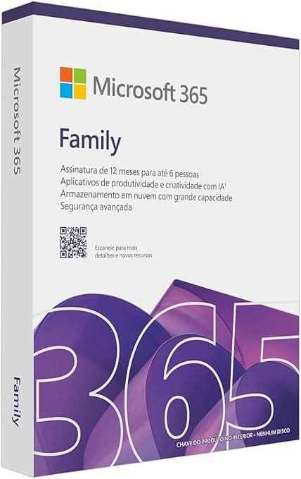 Microsoft 365 Family: Copilot incluso, até 6 usuários, R$409,90 Amazon