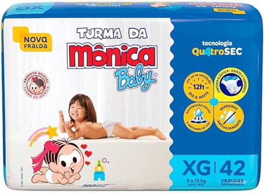 Fralda Turma da Mônica Baby Mega XG 42 Unidades: R$38,56 com 32% off