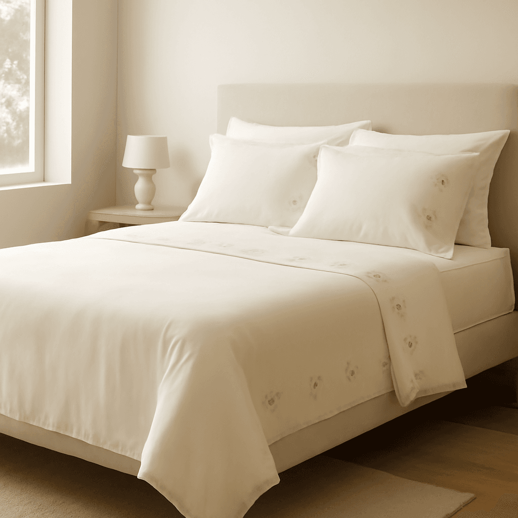 Jogo de cama queen em algodão que oferece conforto e elegância para o quarto