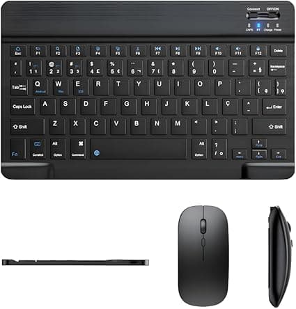 Teclado e Mouse Bluetooth Recargáveis 2 em 1: kit sem fio a R$43,99