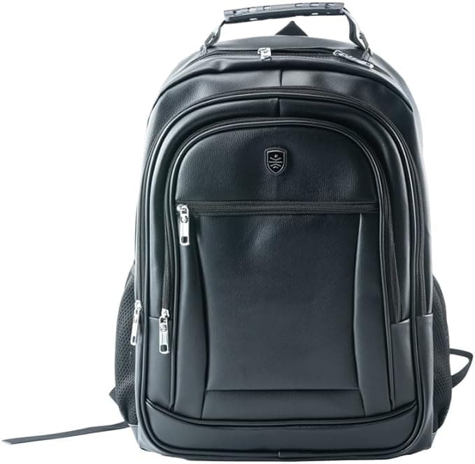 Mochila Executiva Preta em Couro Sintético — R$82,79