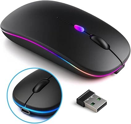 Mouse sem fio recarregável com Bluetooth/2.4GHz – R$19,90 Amazon