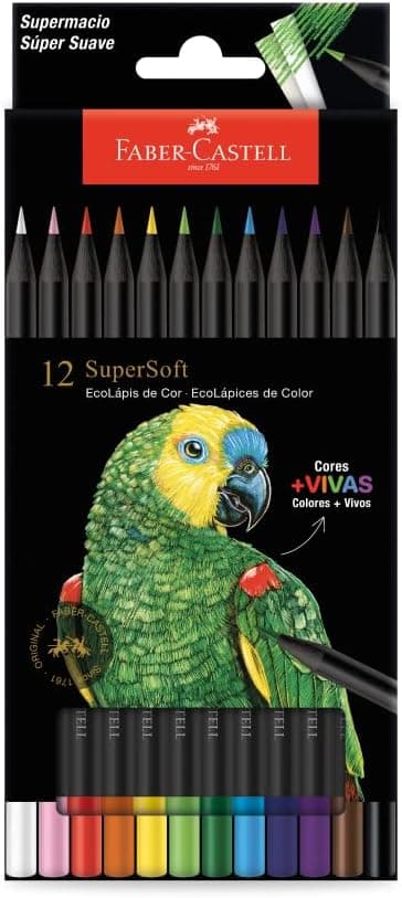 Faber-Castell Ecolápis Supersoft: 12 cores com branco 37,58 por 21,77