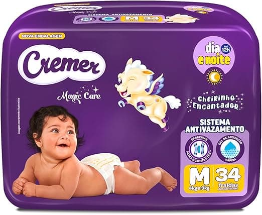 Fralda Cremer Econômica M 34 Unid: fina, proteção 12h, R$24,73 Amazon
