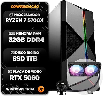 PC Gamer Hertz Ryzen 7 5700X com RTX 5060 32GB — R$7.165,66 à vista