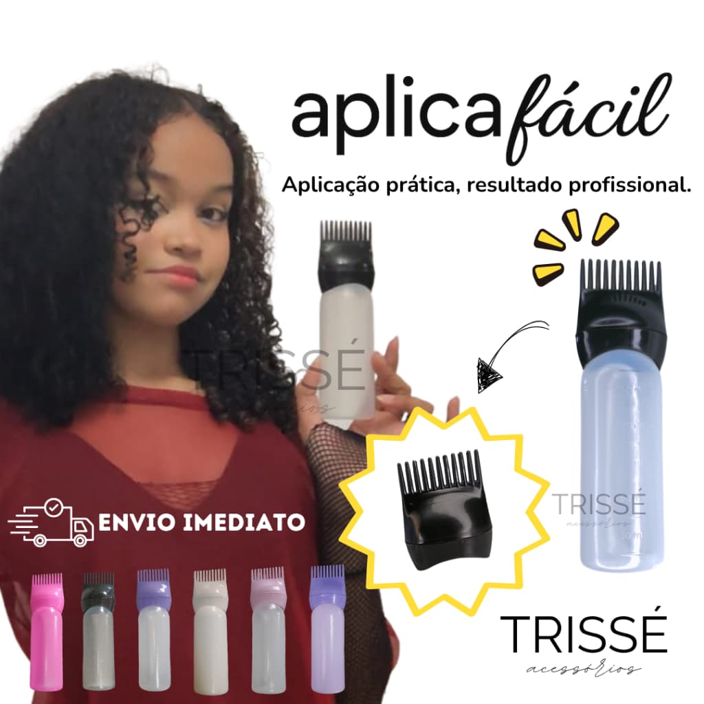 Frasco aplicador de tintura para cabelo com precisão e facilidade no uso diário