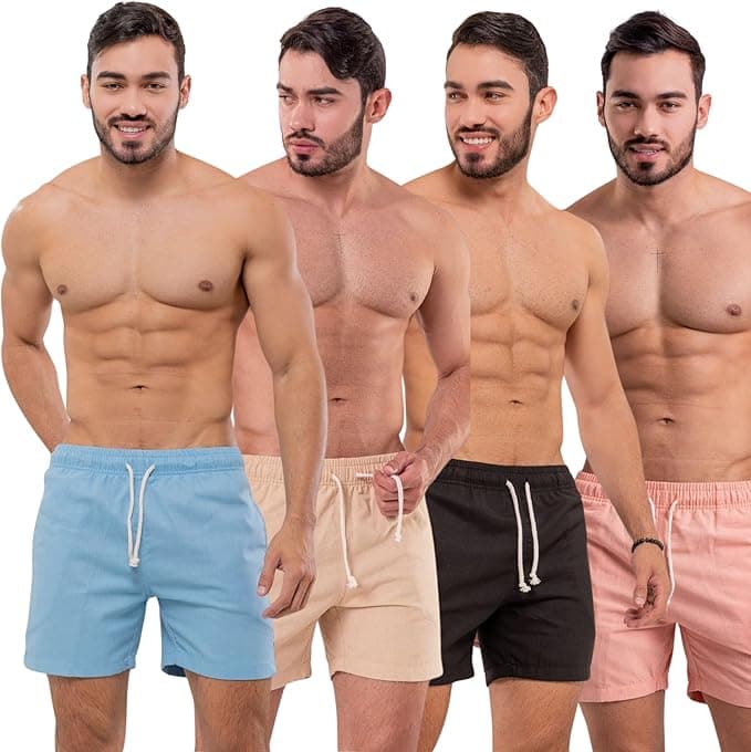 Kit com 4 shorts de linho masculino por 113,42 no Pix (5% off) Amazon